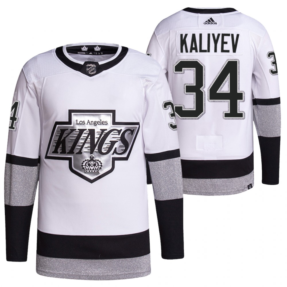 2021-22 Los Angeles Kings Arthur Kaliyev White Primegreen Authentic Pro Alternate Jersey