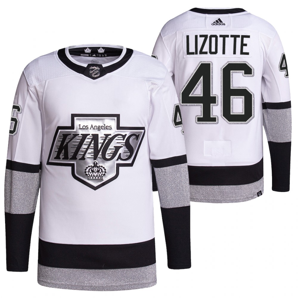 2021-22 Los Angeles Kings Blake Lizotte White Primegreen Authentic Pro Alternate Jersey