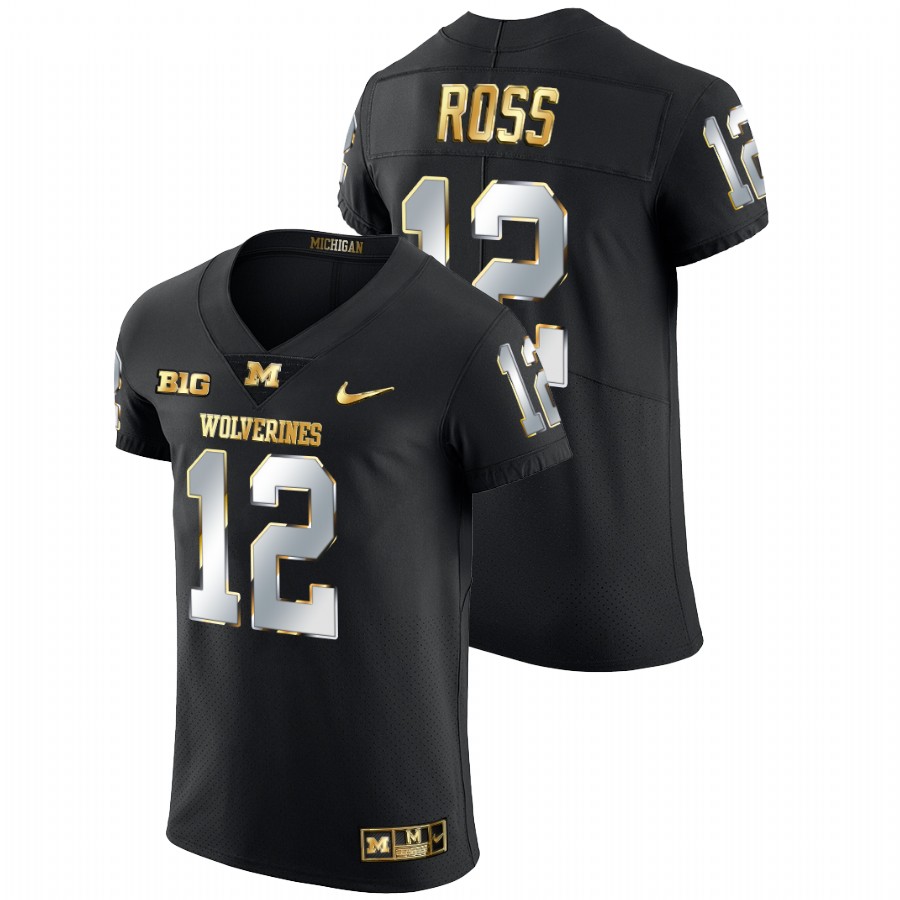 2021-22 Michigan Wolverines Josh Ross Golden Edition Black Jersey Elite Football