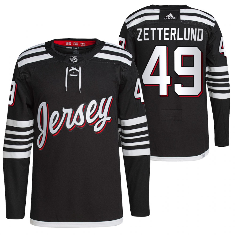2021-22 New Jersey Devils Fabian Zetterlund Black Alternate Primegreen Authentic Pro Jersey