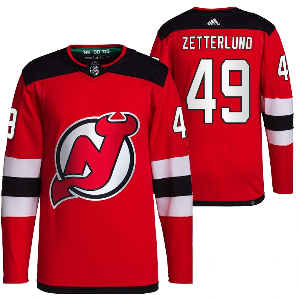 2021-22 New Jersey Devils Fabian Zetterlund Red Authentic Primegreen Home Jersey