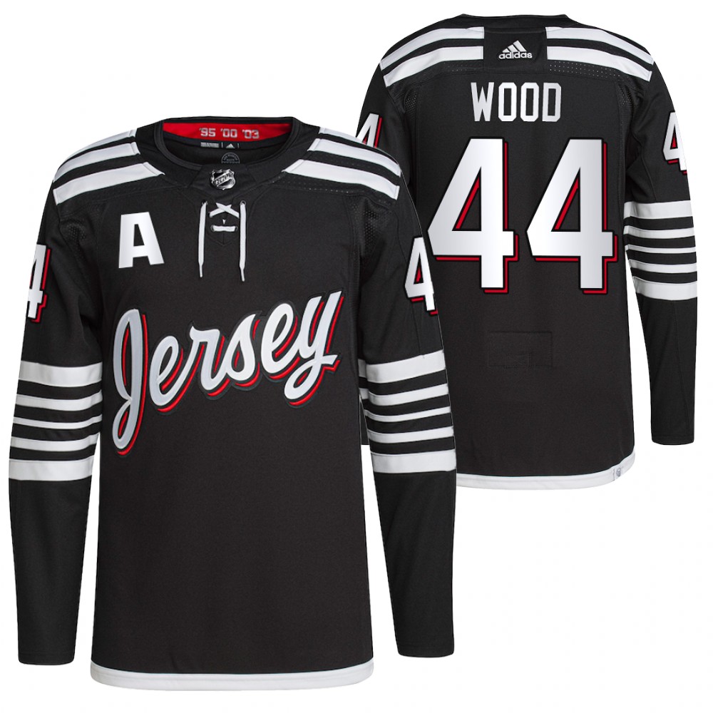 2021-22 New Jersey Devils Miles Wood Black Alternate Primegreen Authentic Pro Jersey