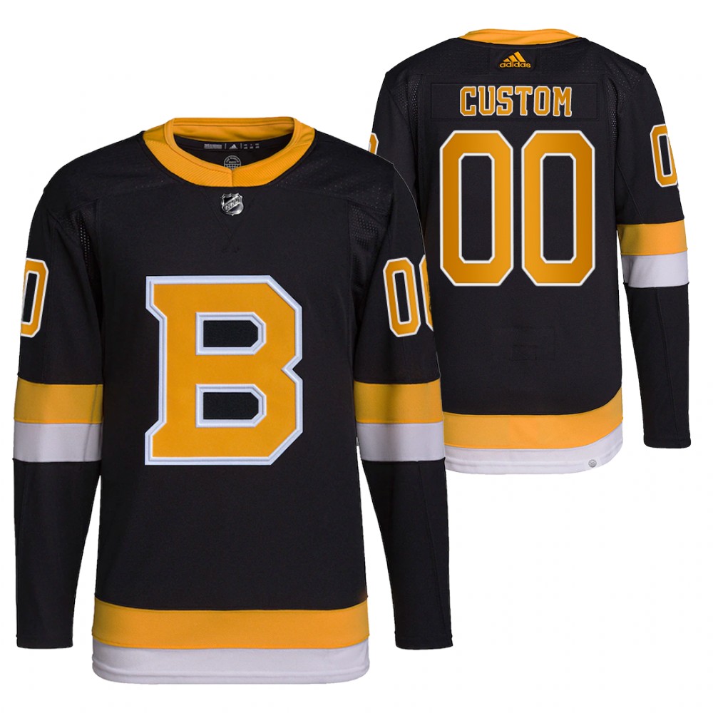 2021-22 Primegreen Authentic Boston Bruins Custom Black Home Jersey Stitched