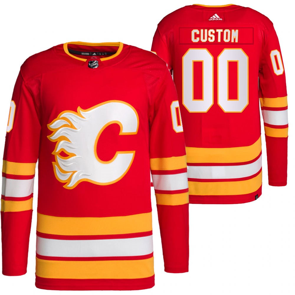 2021-22 Primegreen Authentic Calgary Flames Custom Red Home Jersey