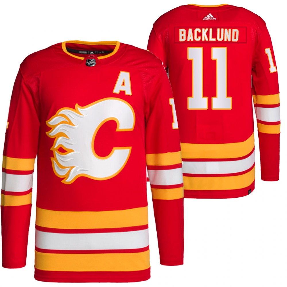 2021-22 Primegreen Authentic Calgary Flames Mikael Backlund Red Home Jersey