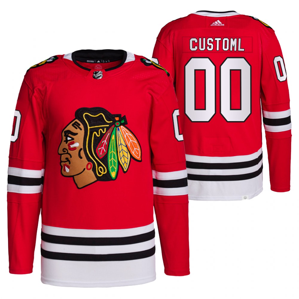 2021-22 Primegreen Authentic Chicago Blackhawks Custom Red Home Jersey
