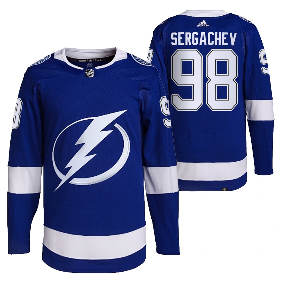 2021-22 Primegreen Authentic Tampa Bay Lightning Mikhail Sergachev Blue Home Jersey