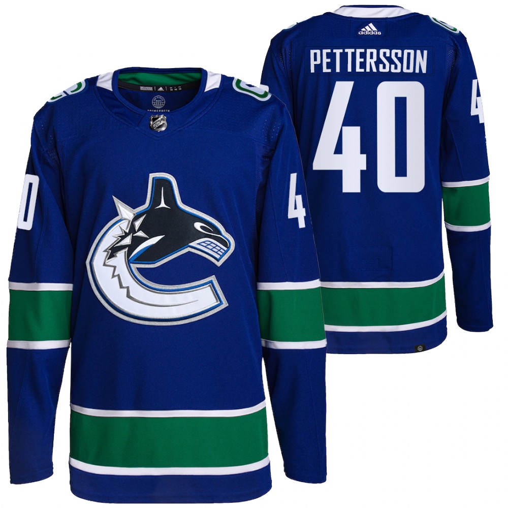 2021-22 Primegreen Authentic Vancouver Canucks Elias Pettersson Blue Home Jersey