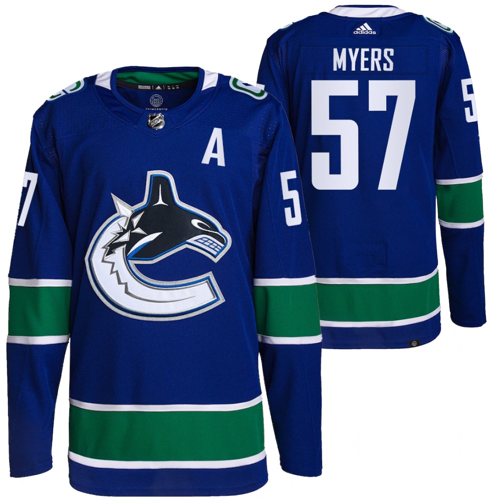 2021-22 Primegreen Authentic Vancouver Canucks Tyler Myers Blue Home Jersey