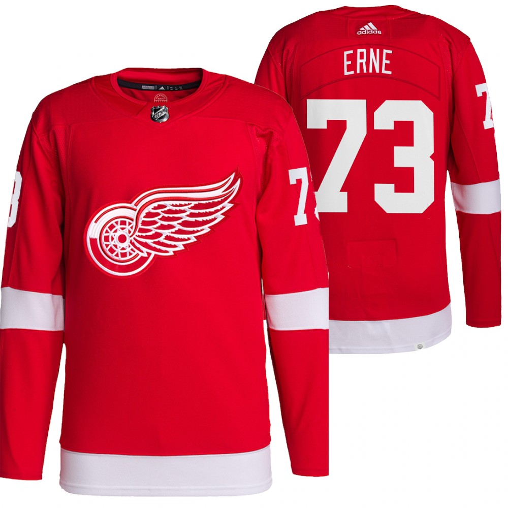2021-22 Pro Authentic Detroit Red Wings Adam Erne Red Home Jersey