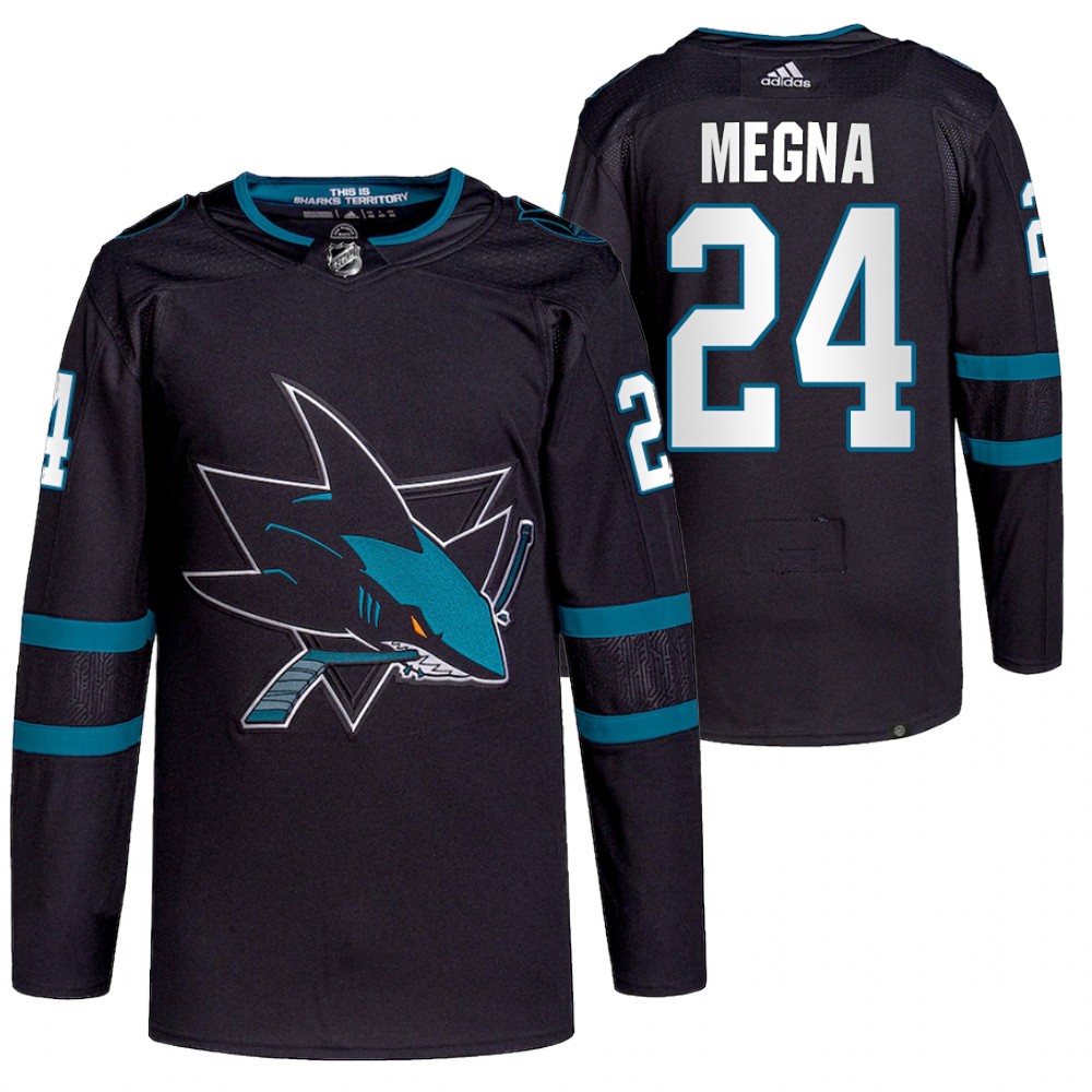 2021-22 San Jose Sharks Jaycob Megna Black Authentic Pro Alternate Jersey