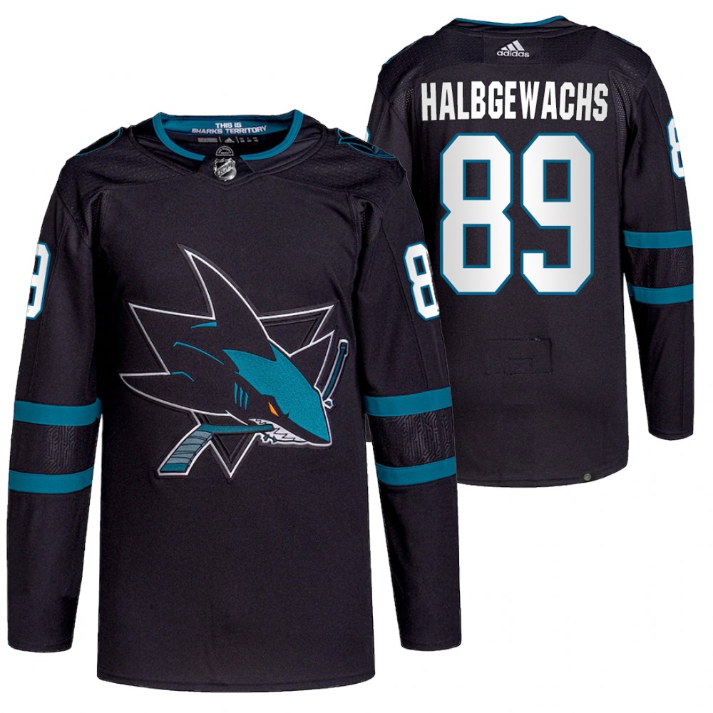 2021-22 San Jose Sharks Jayden Halbgewachs Black Alternate Authentic Primegreen Jersey