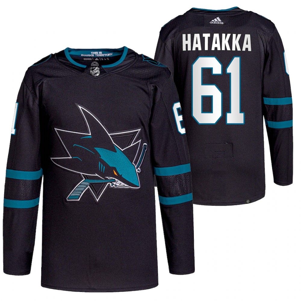 2021-22 San Jose Sharks Santeri Hatakka Black Authentic Pro Alternate Jersey