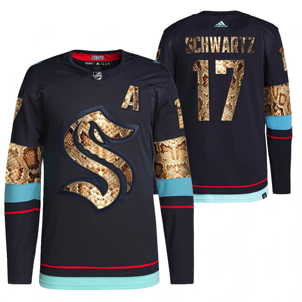 2021-22 Seattle Kraken Jaden Schwartz Navy Python Skin Exclusive Edition Jersey