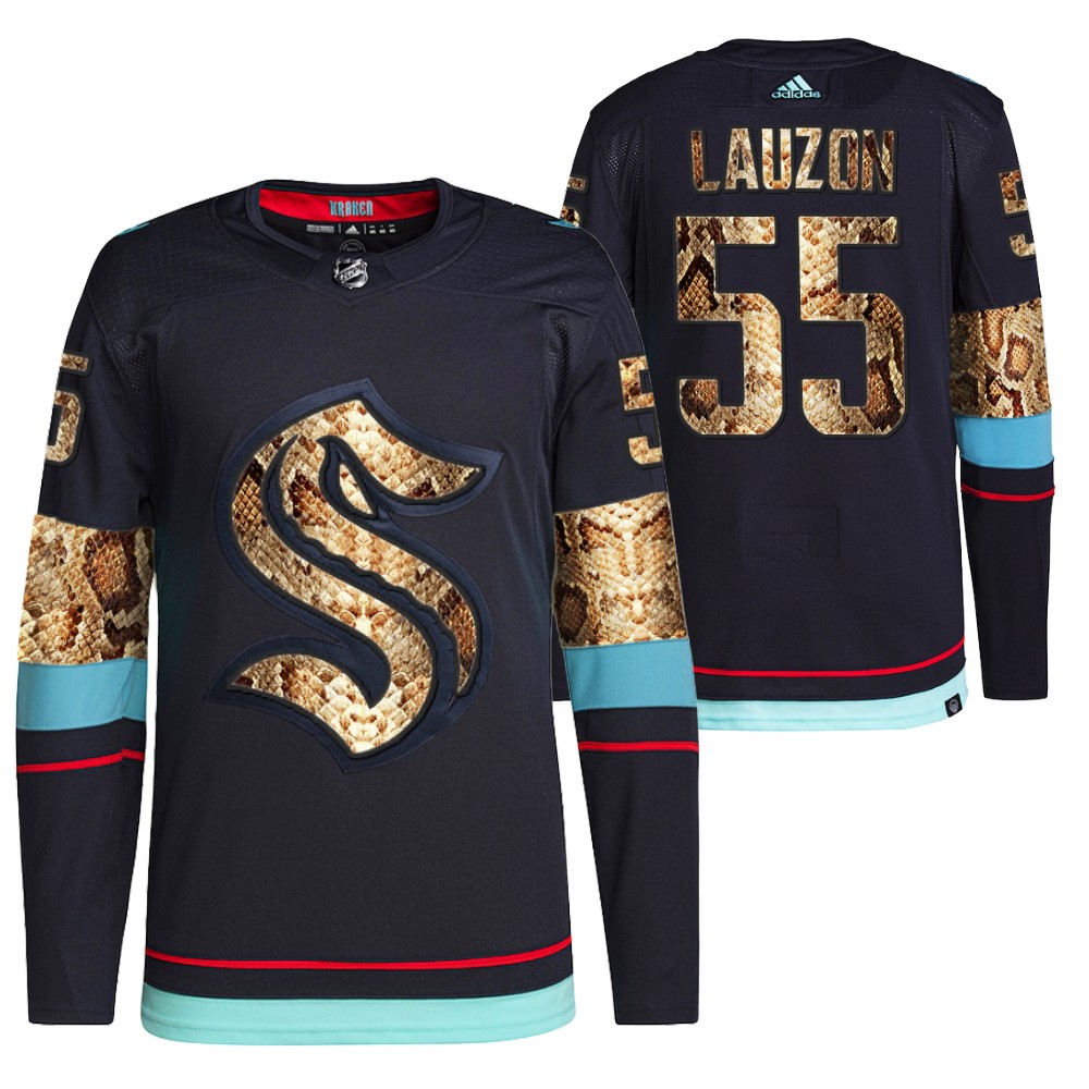 2021-22 Seattle Kraken Jeremy Lauzon Navy Python Skin Exclusive Edition Jersey