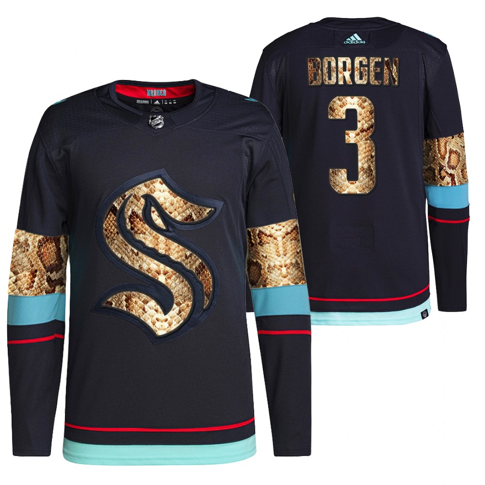 2021-22 Seattle Kraken Will Borgen Navy Python Skin Exclusive Edition Jersey