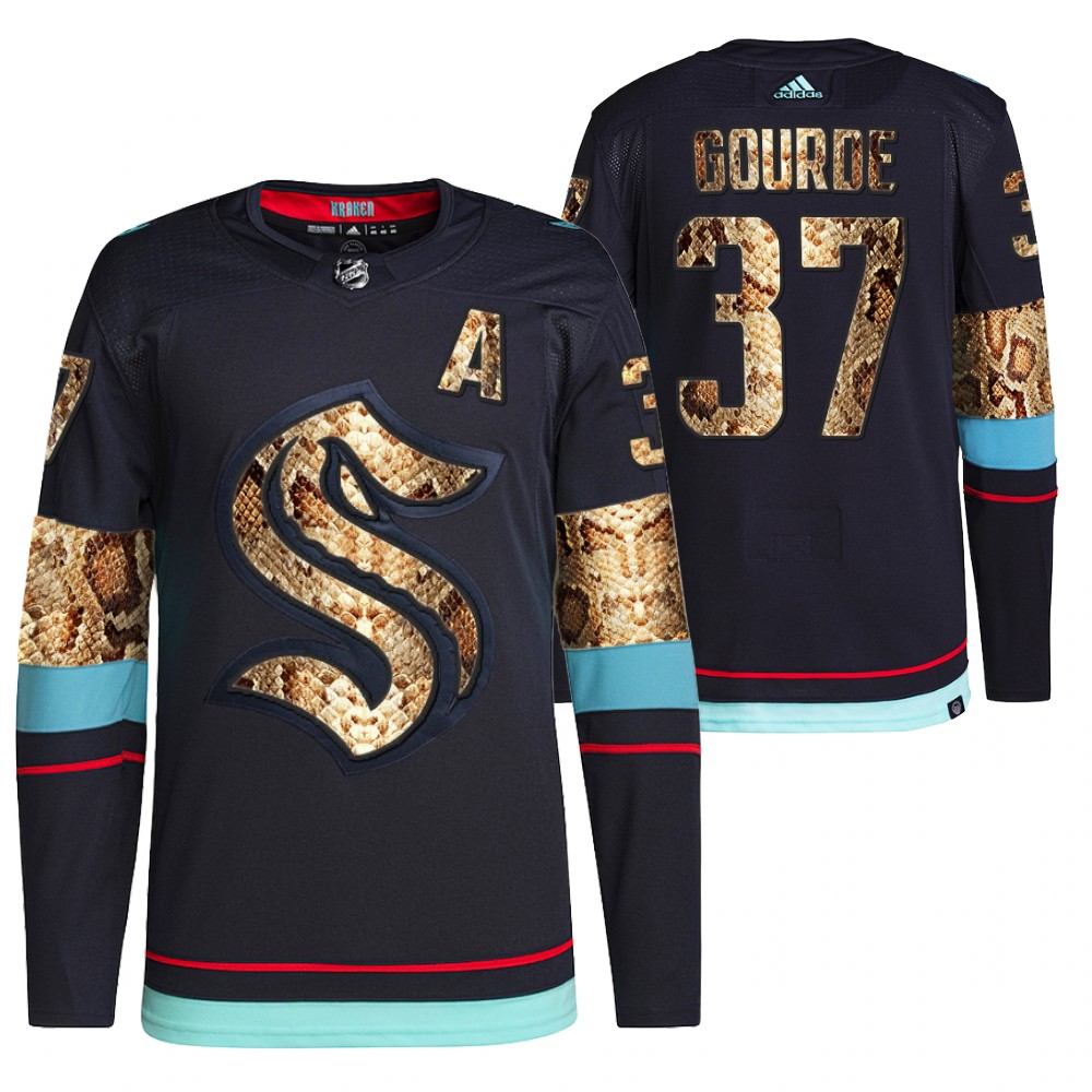 2021-22 Seattle Kraken Yanni Gourde Navy Python Skin Exclusive Edition Jersey