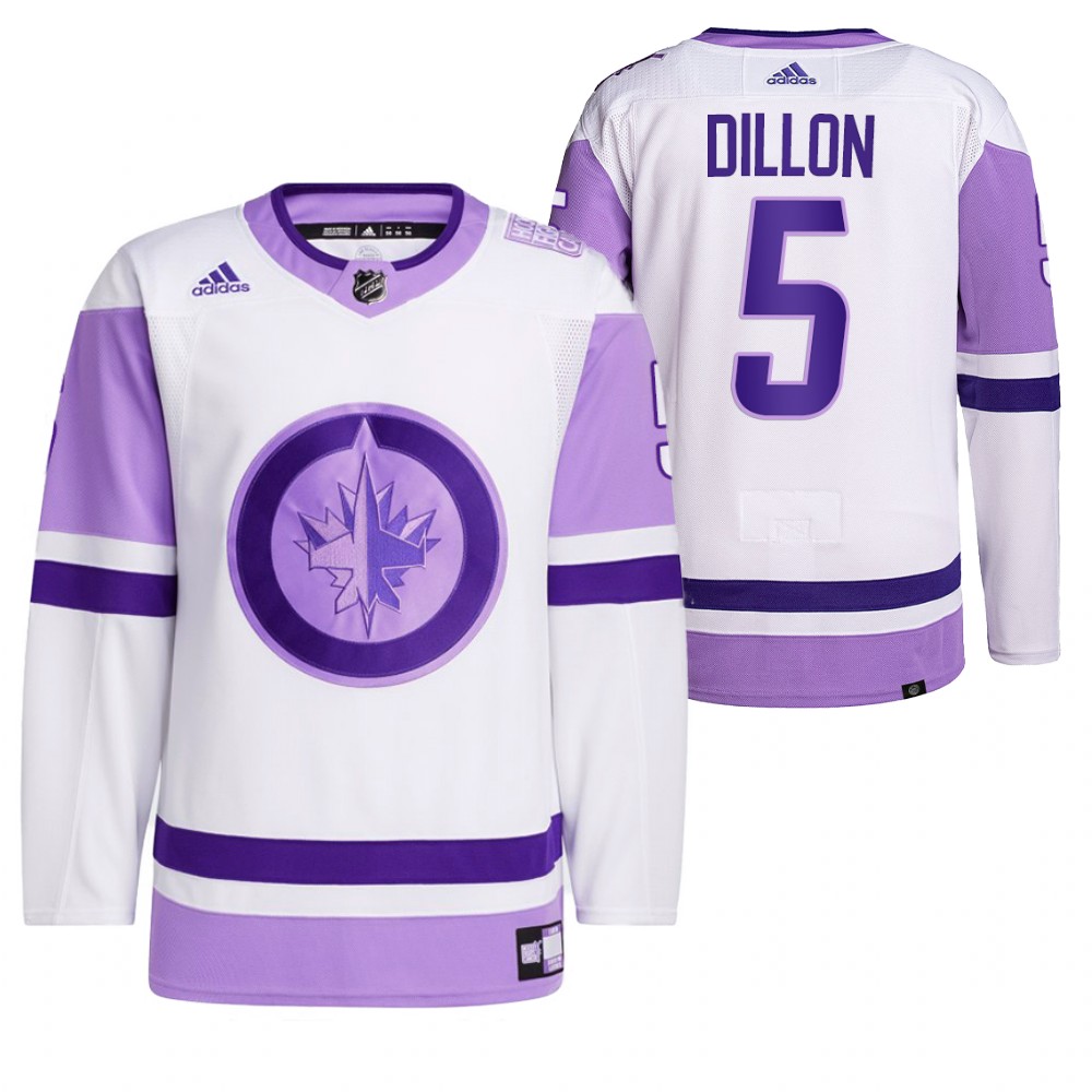 2021 HockeyFightsCancer Winnipeg Jets Brenden Dillon White Jersey Primegreen