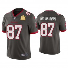 2021 Tampa Bay Buccaneers #87 Rob Gronkowski Pewter Super Bowl LIV Champions Pewter Vapor Limited Jersey