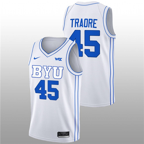 2022-23 BYU Cougars Fousseyni Traore College Basketball White Jersey Men