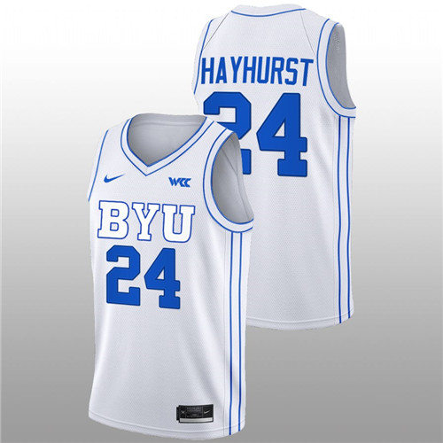 2022-23 BYU Cougars Tanner Hayhurst College Basketball White Jersey Men