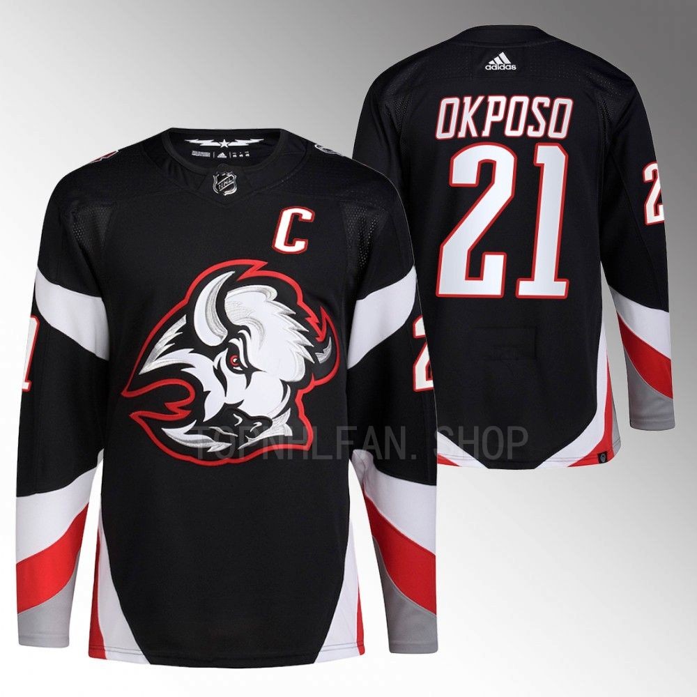 2022-23 Buffalo Sabres Kyle Okposo Black Goathead Alternate Primegreen Authentic Jersey