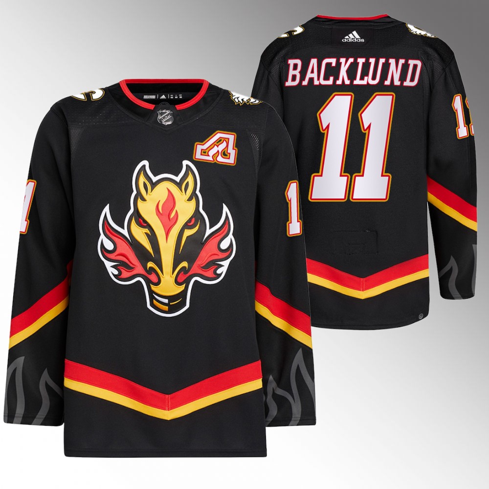 2022-23 Calgary Flames Mikael Backlund Black Blasty Alternate Primegreen Jersey