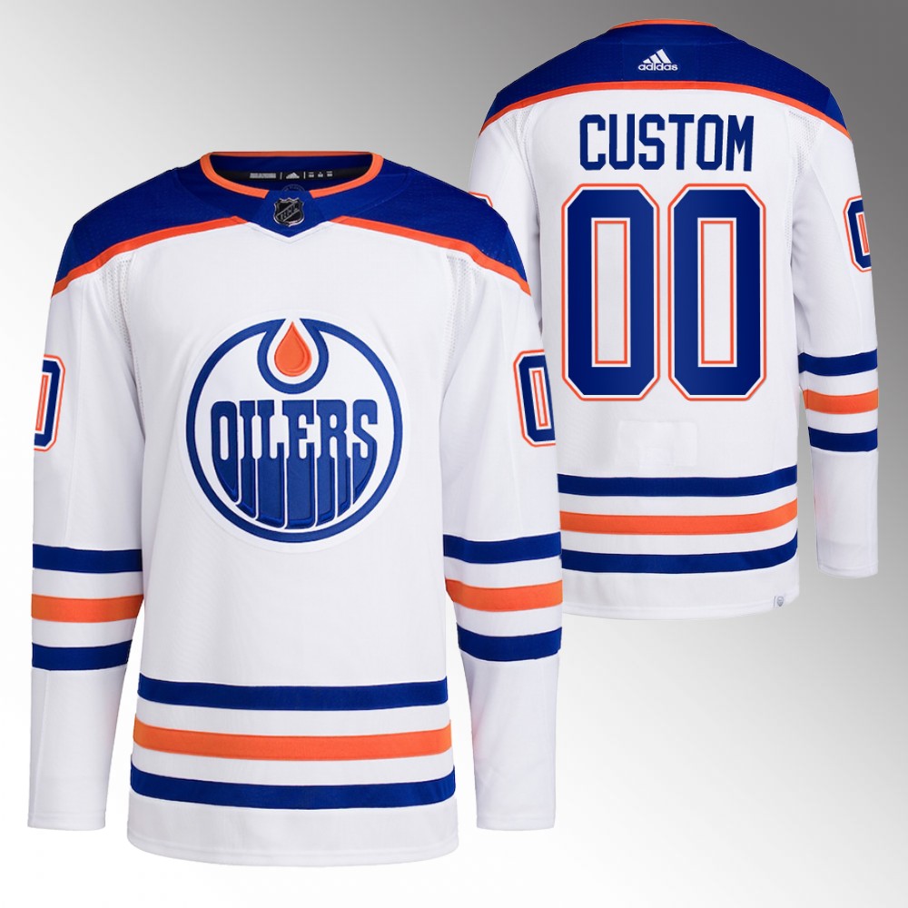 2022-23 Edmonton Oilers Custom White Primegreen Authentic Away Jersey