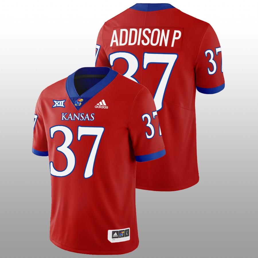 2022-23 Kansas Jayhawks Grayden Addison P College Football Red Jersey