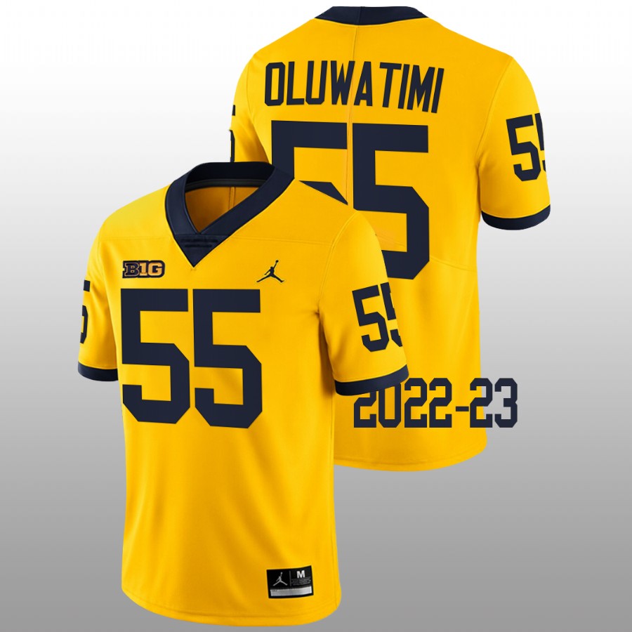2022-23 Michigan Wolverines Olusegun Oluwatimi College Football Maize Jersey Limited