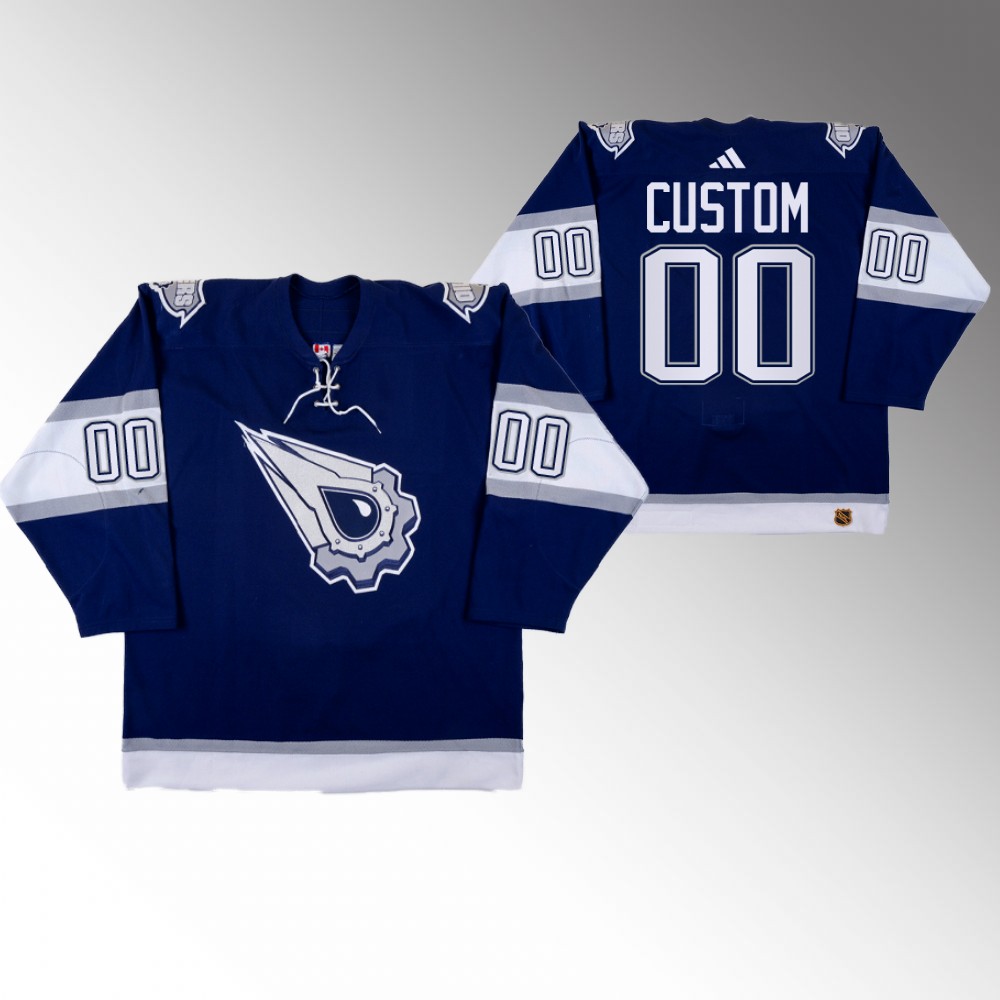 2022-23 Oilers Custom Navy Reverse Retro 2.0 Replica Jersey
