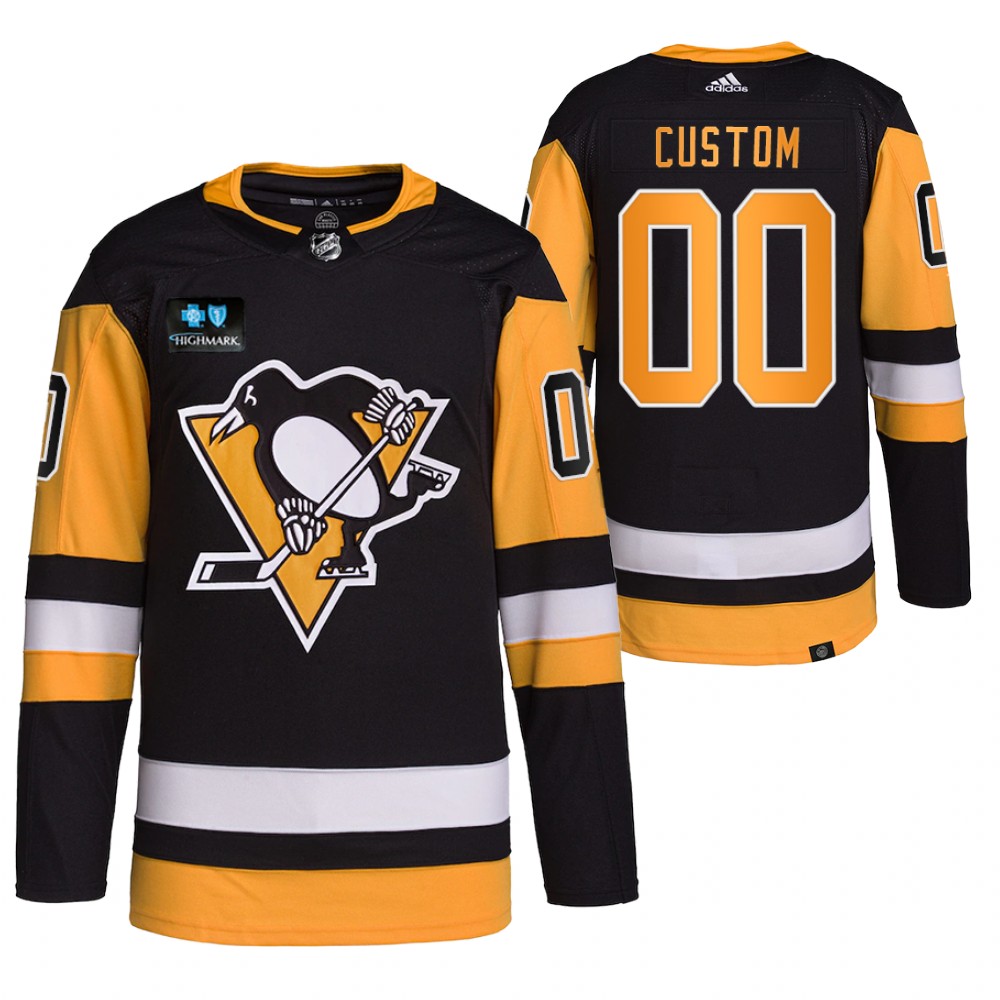 2022-23 Pittsburgh Penguins Custom Black Authentic Pro Highmark Ad patch Jersey