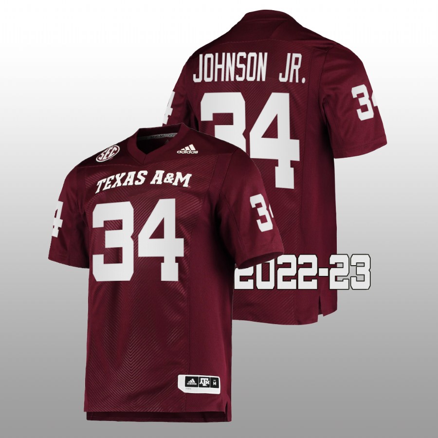2022 23 texas a&m aggies l 1.j. johnson jr. maroon college football jersey