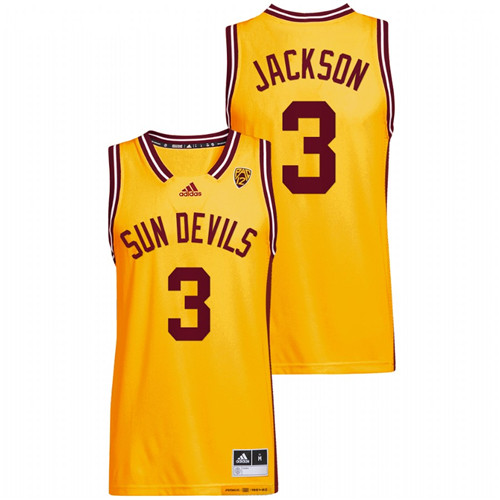 2022 Arizona State Sun Devils Marreon Jackson Reverse Retro Gold Basketball Jersey Men