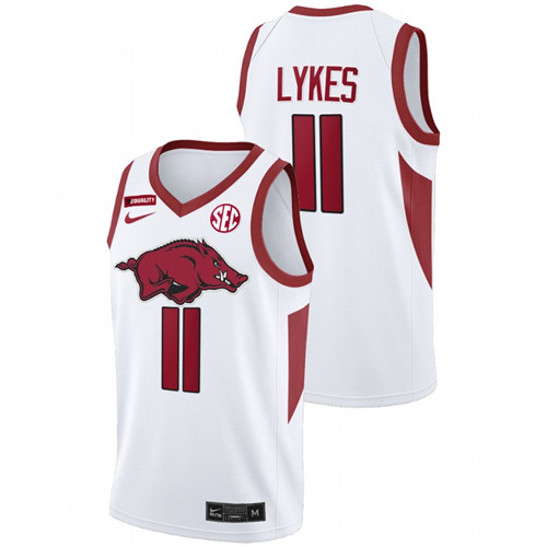 2022 Arkansas Razorbacks Chris Lykes College Basketball White Equality Jersey Men