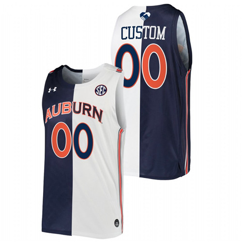 2022 Auburn Tigers Custom Split Edition Navy White Unite As One Jersey Men