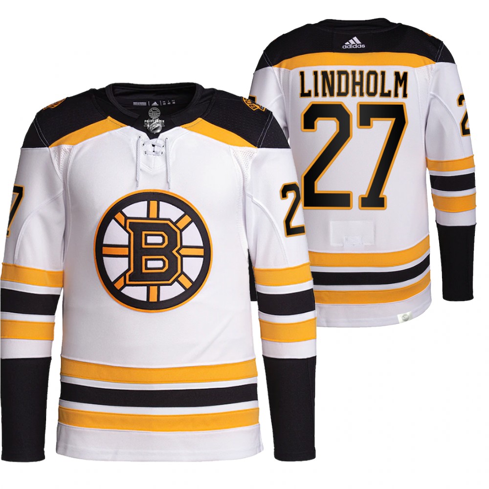 2022 Boston Bruins Hampus Lindholm White Away Authentic Primegreen Jersey Stitched