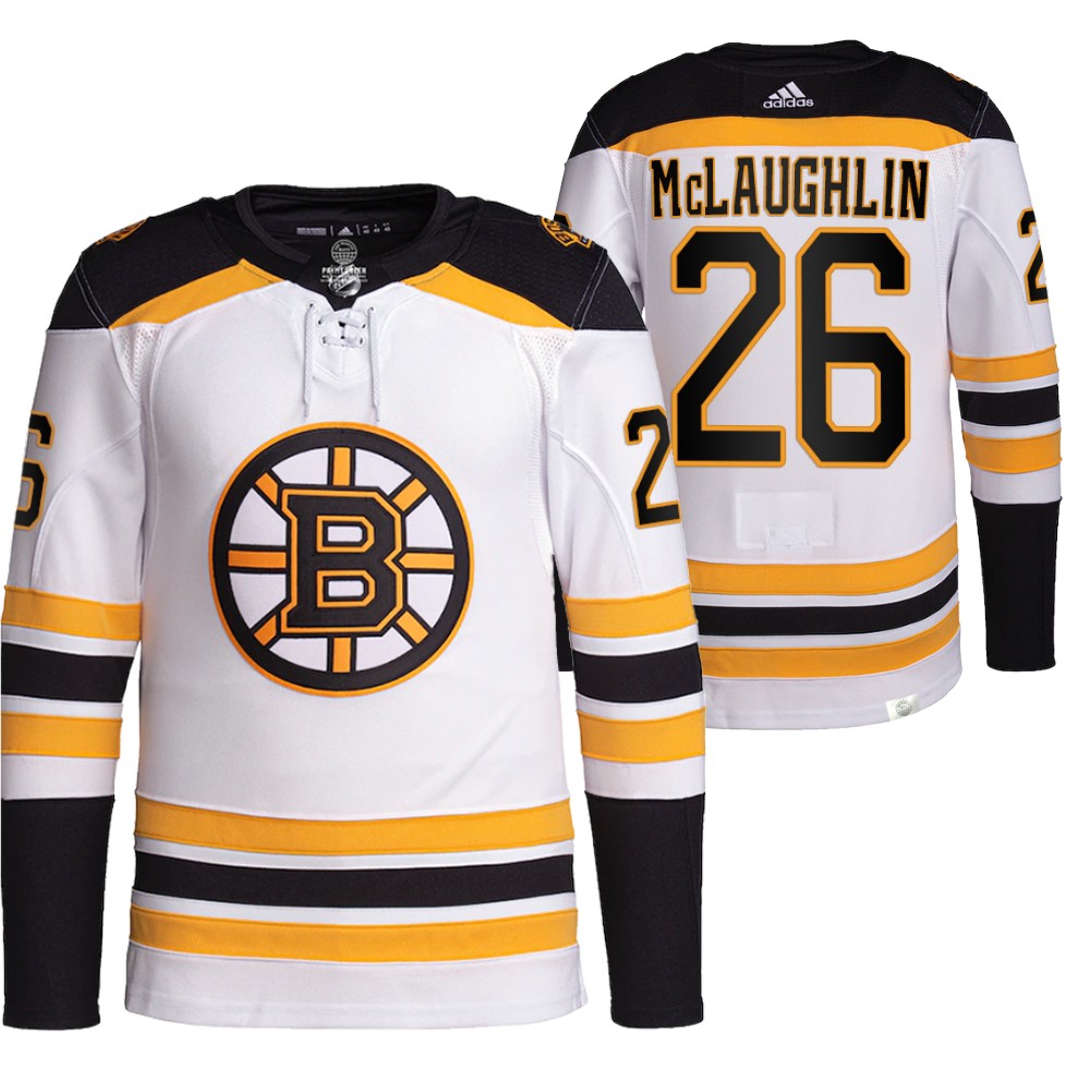 2022 Boston Bruins Marc McLaughlin White Away Authentic Primegreen Jersey Stitched