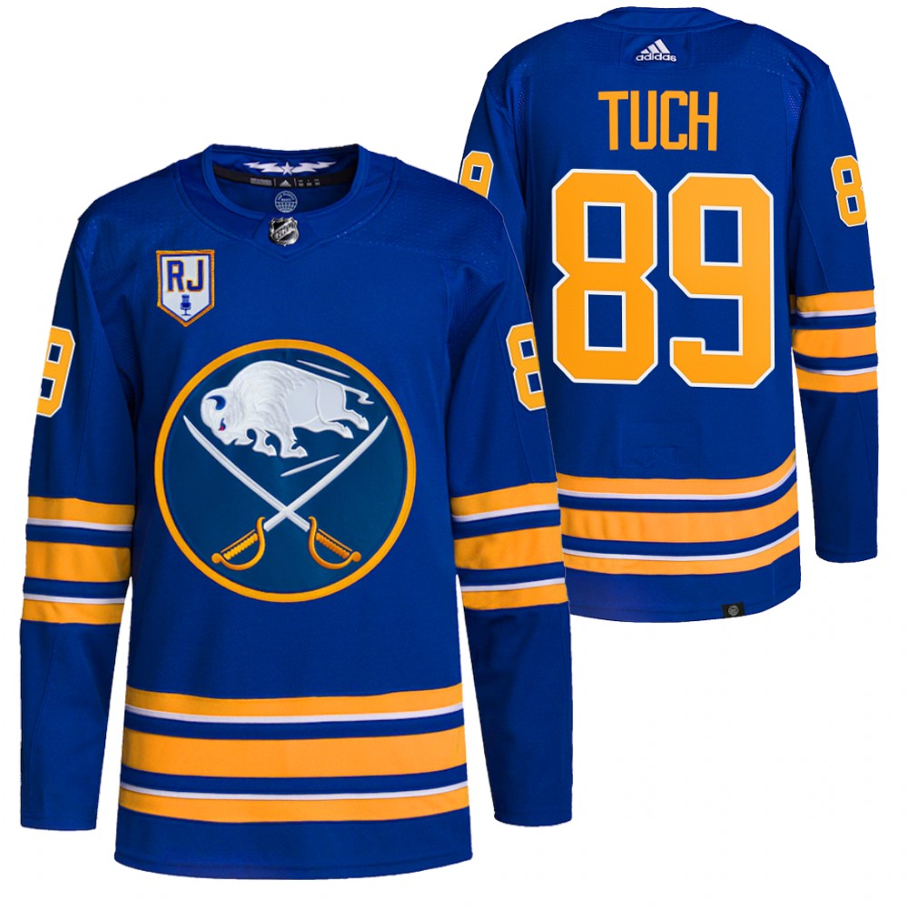 2022 Buffalo Sabres Alex Tuch Royal Honor Rick Jeanneret patch Authentic Pro Jersey