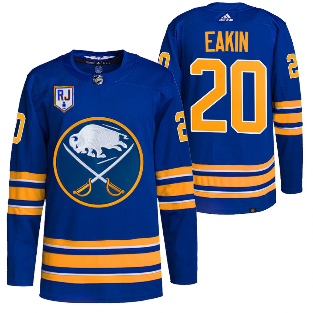 2022 Buffalo Sabres Cody Eakin Royal Honor Rick Jeanneret patch Authentic Pro Jersey
