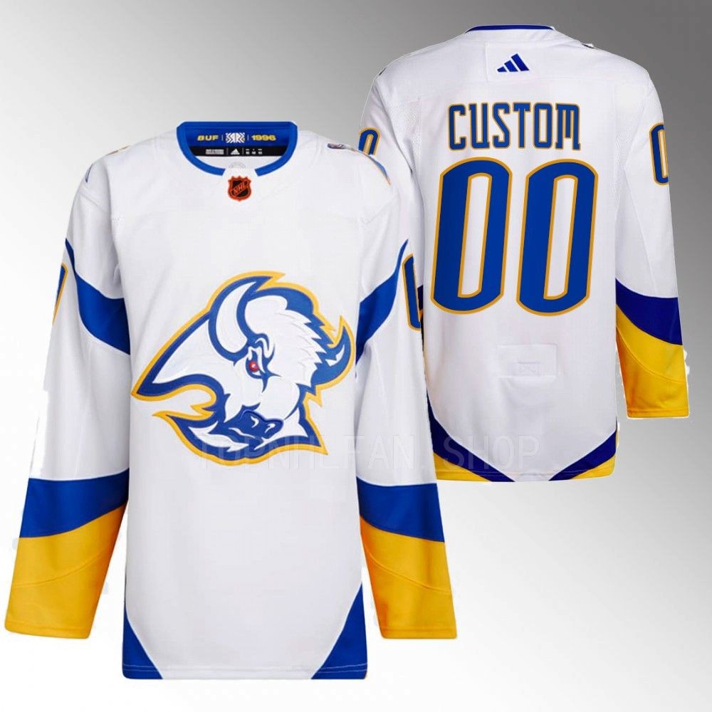 2022 Buffalo Sabres Custom Reverse Retro 2.0 White Authentic Primegreen Jersey