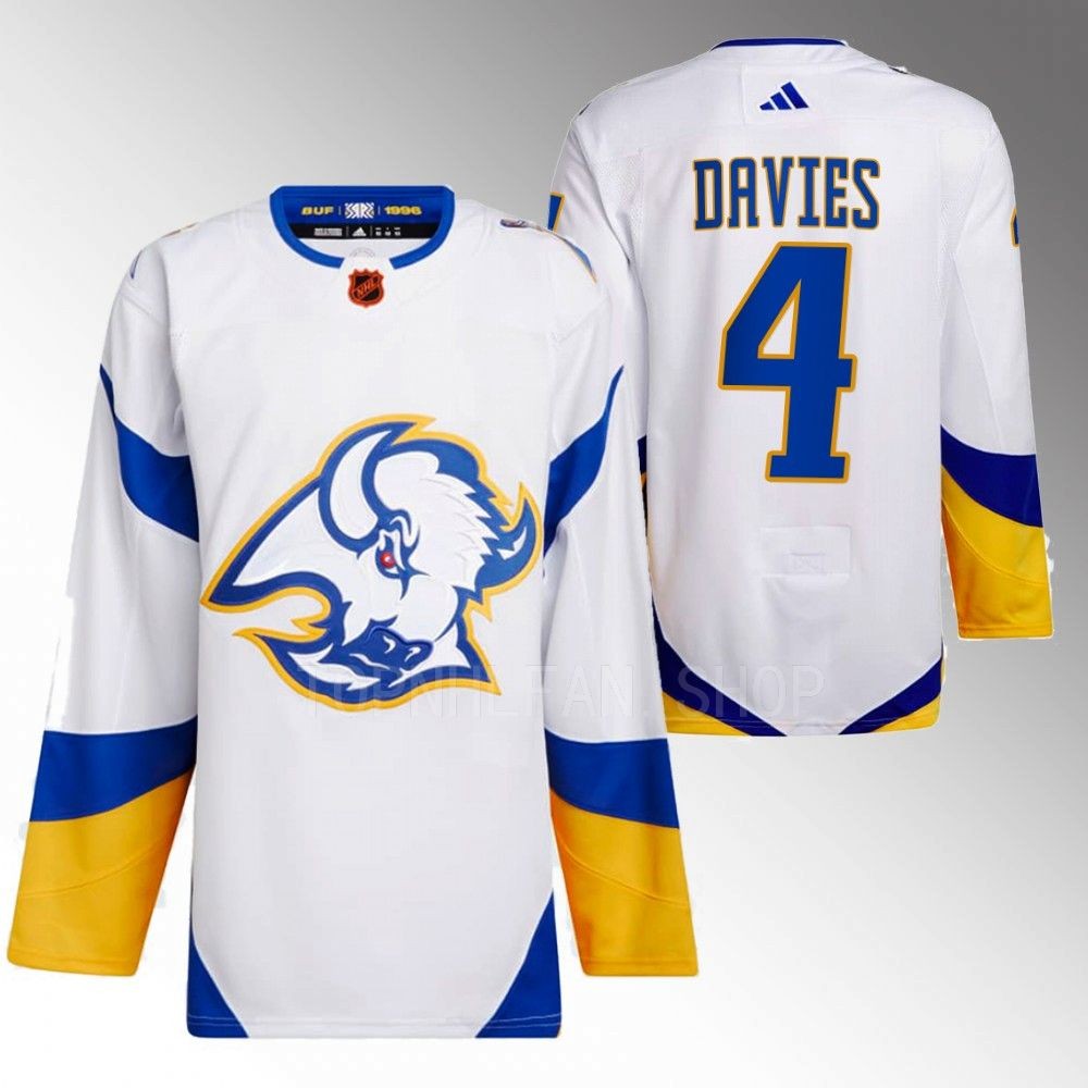 2022 Buffalo Sabres Jeremy Davies Reverse Retro 2.0 White Authentic Primegreen Jersey