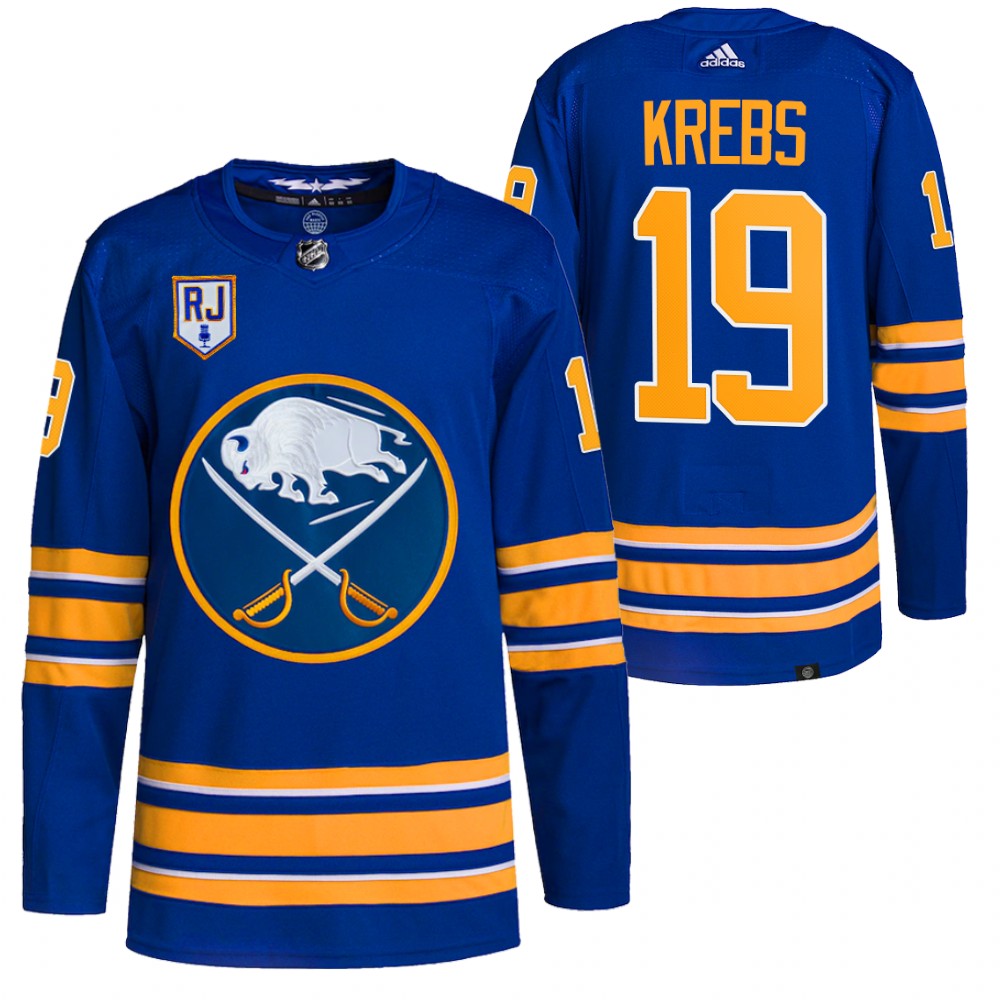 2022 Buffalo Sabres Peyton Krebs Royal Honor Rick Jeanneret patch Authentic Pro Jersey