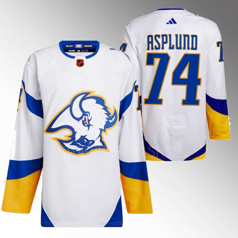 2022 Buffalo Sabres Rasmus Asplund Reverse Retro 2.0 White Authentic Primegreen Jersey