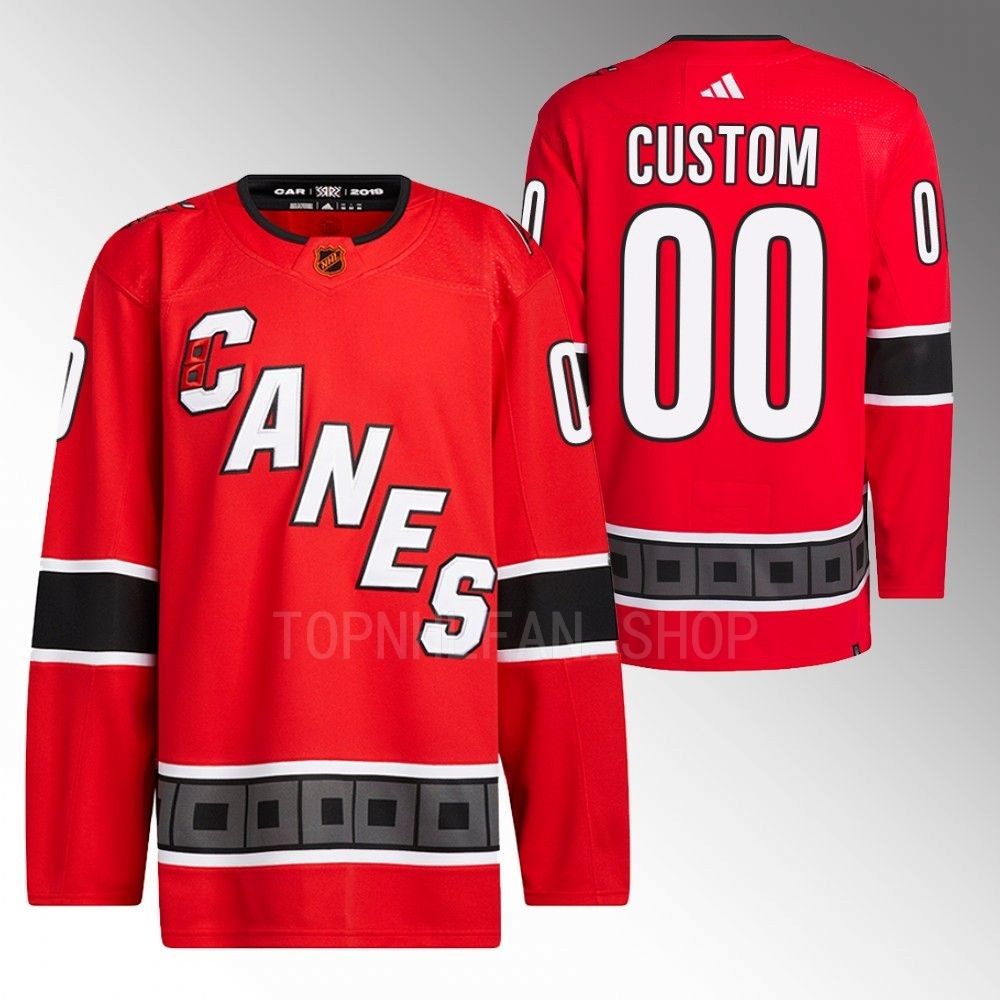 2022 Carolina Hurricanes Custom Reverse Retro 2.0 Red Authentic Primegreen Jersey