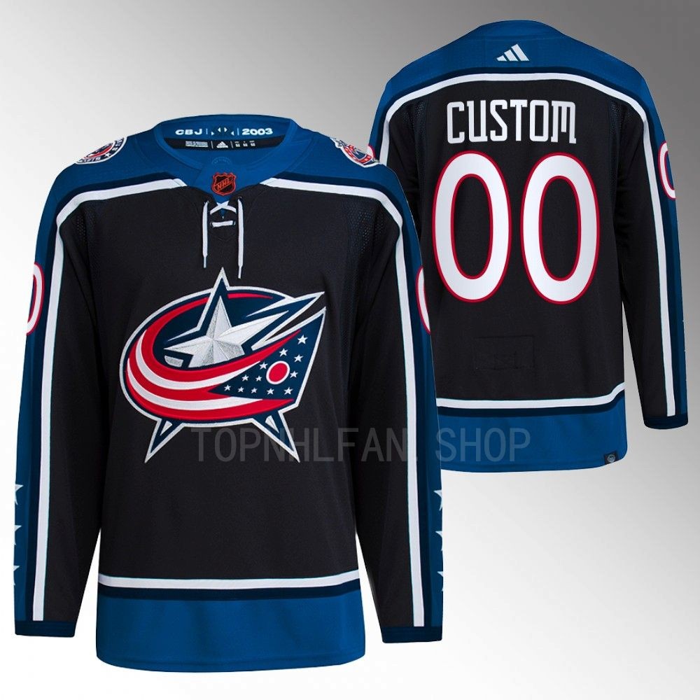 2022 Columbus Blue Jackets Custom Reverse Retro 2.0 Navy Authentic Primegreen Jersey