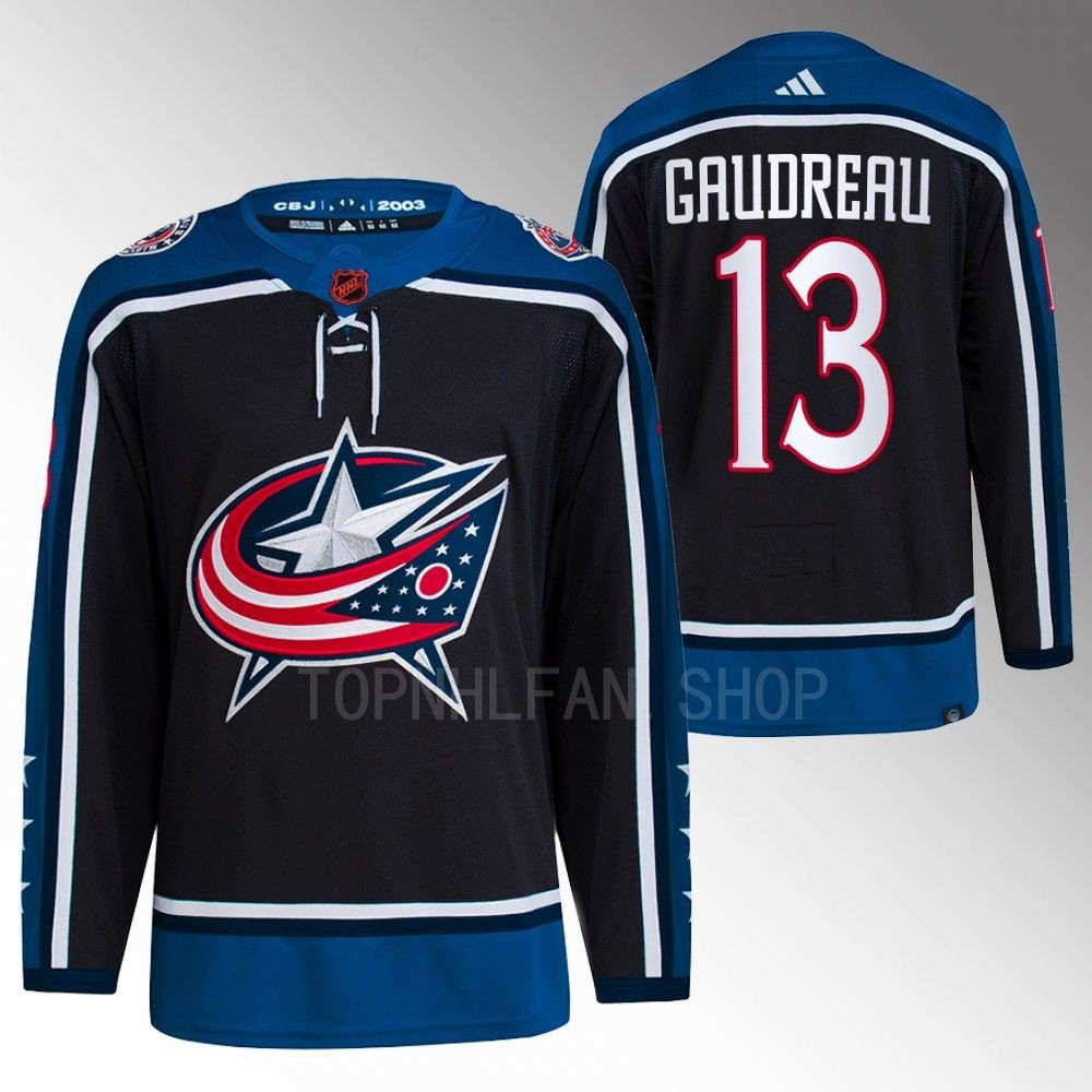 2022 Columbus Blue Jackets Johnny Gaudreau Reverse Retro 2.0 Navy Authentic Primegreen Jersey