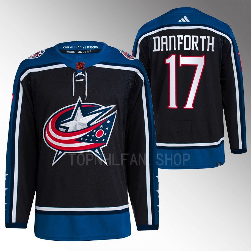 2022 Columbus Blue Jackets Justin Danforth Reverse Retro 2.0 Navy Authentic Primegreen Jersey