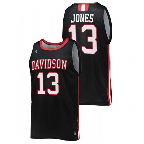 2022 Davidson Wildcats Michael Jones College Basketball Black Jersey Men