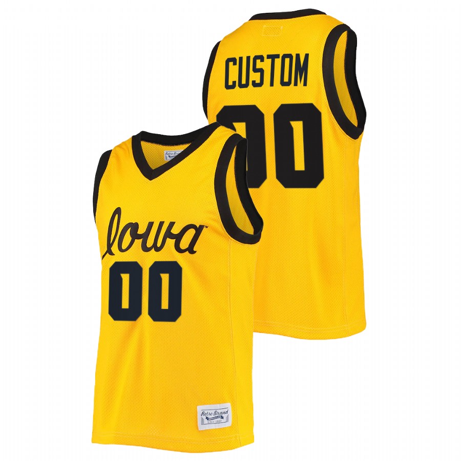 2022 Iowa Hawkeyes Custom Commemorative Classic Gold College Basketball Jersey Men